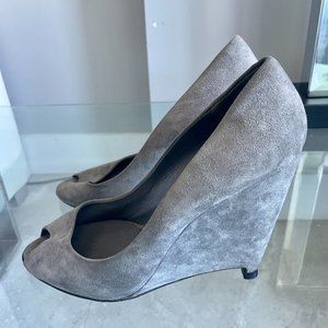 Miu Miu Gray Suede Platform Wedge | Size 41